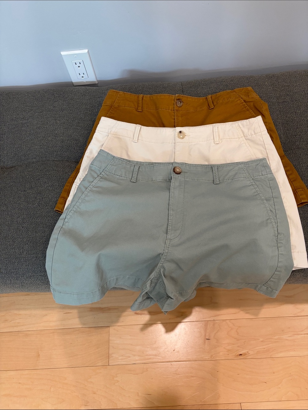 LOFT Washed Twill Shorts Trio - Sage, Cream, Mustard